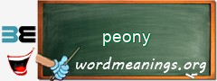 WordMeaning blackboard for peony